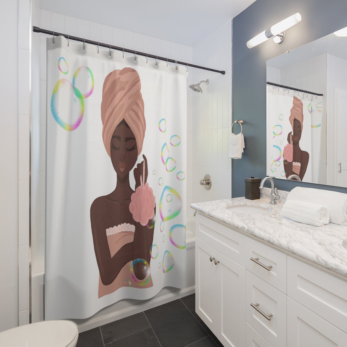 Spa Shower Curtain,Bubble Bath Vibe