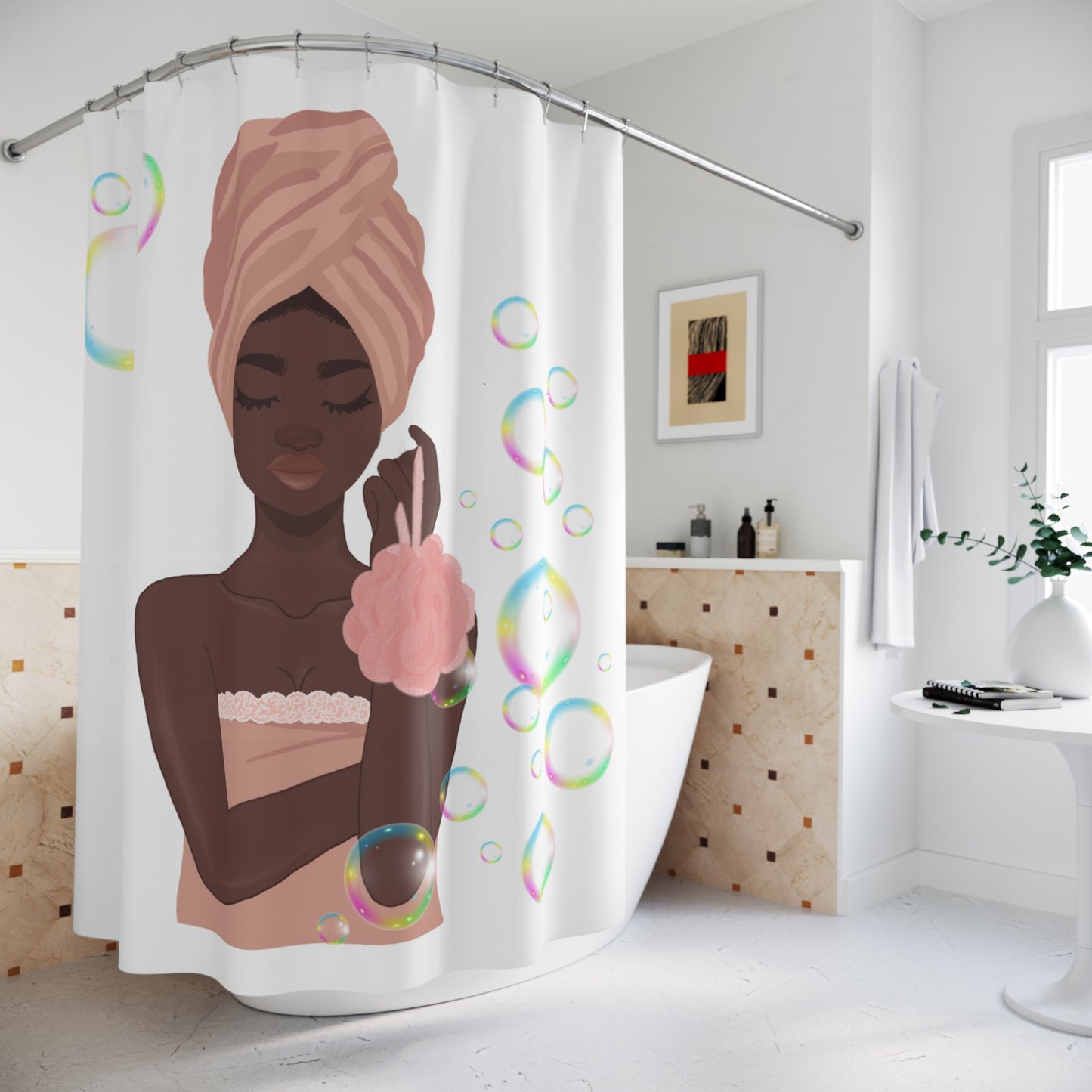 Spa Shower Curtain,Bubble Bath Vibe