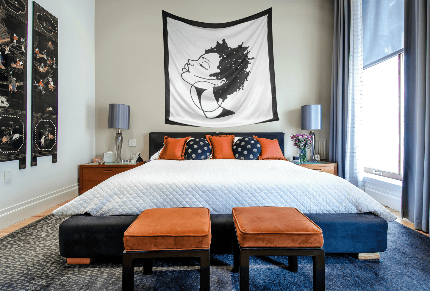 Afro Head Satin Tapestry